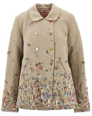 Péro Linen And Cotton Reversible Jacket - Natural