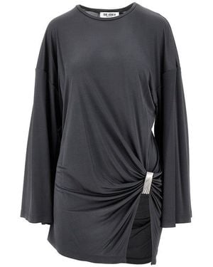 The Attico Draped Viscose Mini Dress - Black