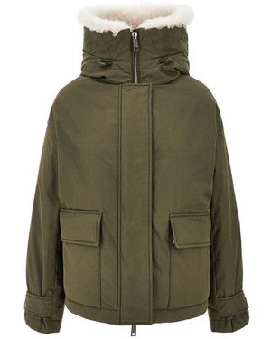 Yves Salomon Cotton-Blend And Shearling Padded Short Parka - Green