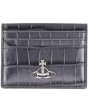 Vivienne Westwood Croco-Embossed Leather Cardholder - Grey