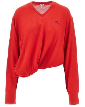 Loewe Draped Wool Jumper - Red