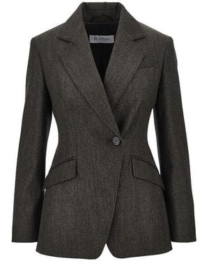 Max Mara Virgin Wool Double-Breasted Jacket - Black