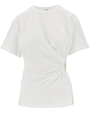 Pinko Draped T-Shirt With Metal Detail - White