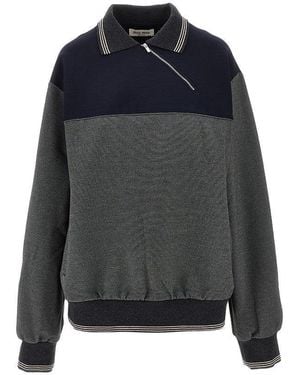 Miu Miu Viscose-Blend Half-Zip Sweatshirt - Blue