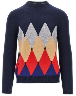 Ballantyne Cashmere Lozenge Sweater - Blue