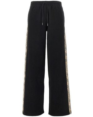 Burberry Joggers With Check Trimmings - Black
