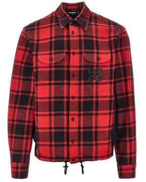 DSquared² Nylon And Flannel Hybrid Overshirt - Red