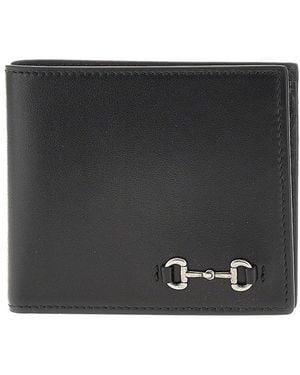 Gucci Leather Wallet With Horsebit Detail - Black