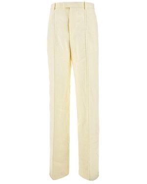 Bottega Veneta Straight Leg Linen Trousers - Natural