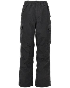 thisisneverthat Pigment Coated Cotton Cargo Trousers - Black