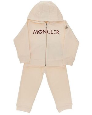 Moncler Two-Piece Jersey Set With Logo Embroidery Kids - Natural