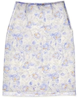 Prada Printed Nylonette Midi Skirt - Blue