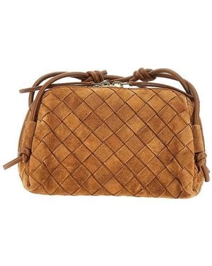Bottega Veneta Intrecciato Suede Leather 'Concert' Bag - Brown