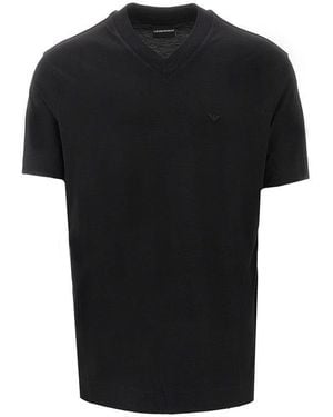 Emporio Armani V-Neck Modal-Blend T-Shirt - Black