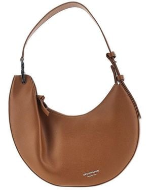 Emporio Armani 1981 Grain Leather Hobo Bag - Brown