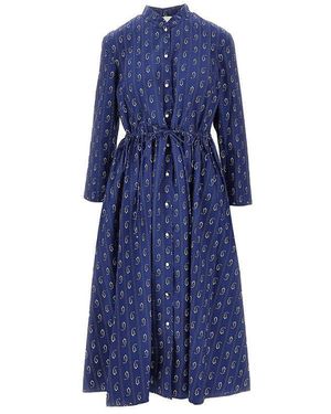 Tory Burch Printed Cotton Midi Shirtdress - Blue