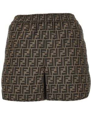 Fendi Jacquard Ff Canvas Shorts - Green