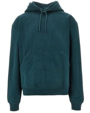 Saint Laurent Hoodie With Logo Embroidery - Green