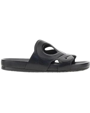 Loewe 'Ease Monogram' Leather Slides - Black