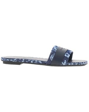 Emporio Armani Canvas Slides With Jacquard Bandana Motif - Blue