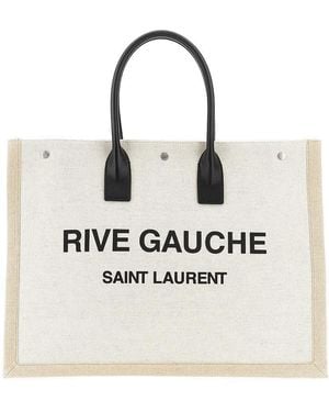 Saint Laurent Canvas Large Rive Gauche Tote Bag - White