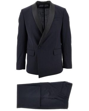 MARSĒM Wool-Blend Suit With Satin Lapel - Blue