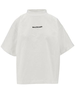 Balenciaga T-Shirt Cropped Back' Donna - Bianco