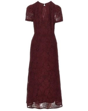 ROTATE BIRGER CHRISTENSEN Floral Mesh Ankle-Length Dress - Red