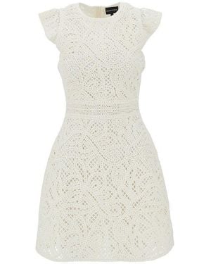 Emporio Armani Cornely Embroidered Fabric Mini Dress - White