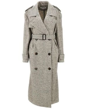 Stella McCartney Wool And Silk Herringbone Trench Coat - Grey