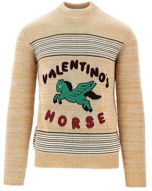 Valentino Embroidered Wool And Cotton Sweater - White