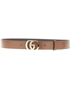 Gucci 'Cut Gg Marmont' Leather Belt - Natural