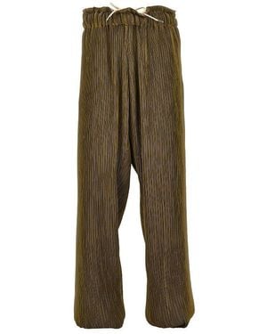 Emporio Armani Microplissè Fabric Trousers - Green