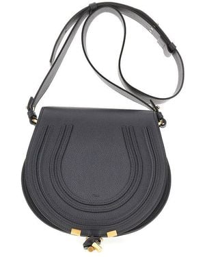 Chloé Grained Leather 'Marcie' Saddle Bag - Gray