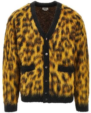 Obey 'Patron' Leopard-Motif Cardigan - Yellow