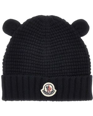 Moncler Wool Beanie Hat With Ears Kids - Blue