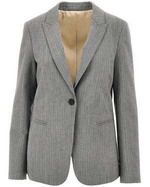 Alberta Ferretti Pinstriped Tailored Single-Breasted Jacket - Grey
