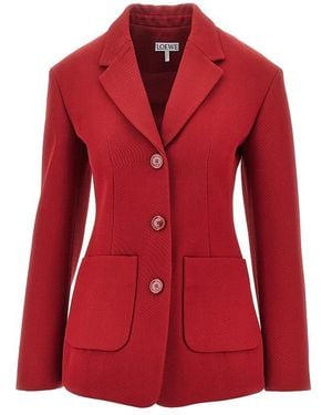 Loewe Single-Breasted Wool Jacket - Red