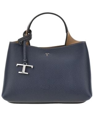 Tod's Grained Leather Micro Shopping Bag - Blue