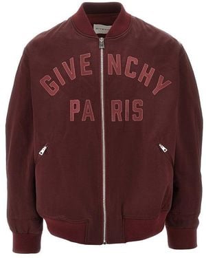 Givenchy Paris' Patch Satin Bomber Jacket - Red