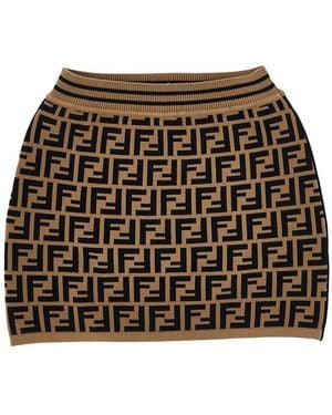 Fendi Ff Knitted Mini Skirt Kids 12 - Brown
