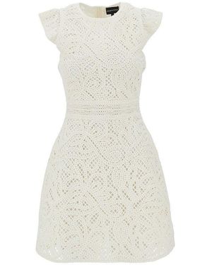 Emporio Armani Cornely Embroidered Fabric Mini Dress - White