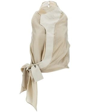 Entire studios Mixed Fabric Halter Neck Top - Natural