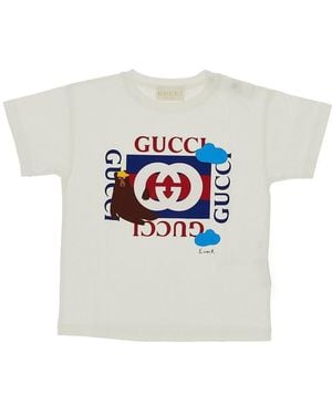 Gucci Jersey T-Shirt With Print Kids - White