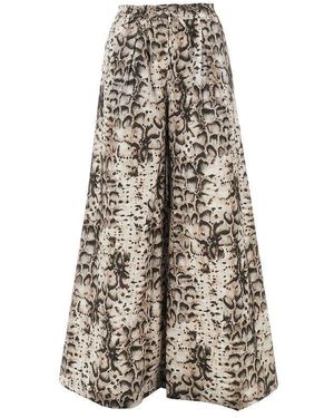 Pinko Animalier Muslin Wide Trousers - Natural