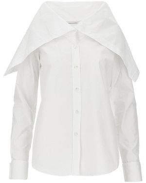 7 For All Mankind Camicia Con Maxi Collo Alto - Bianco