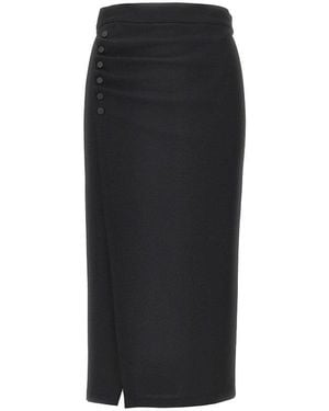 Emporio Armani Viscose-Blend Midi Skirt - Black