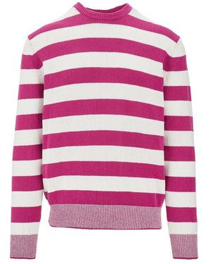 Amaranto Striped Cotton-Blend Jumper - Pink