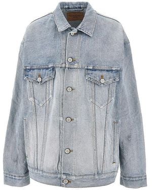 Balenciaga 'Masking Tape' Print Denim Jacket - Blue