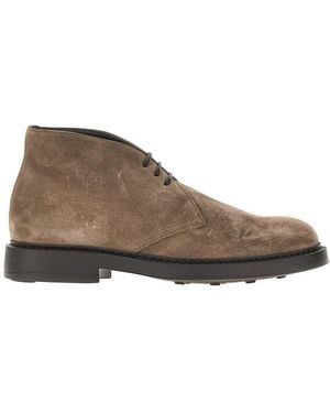 Doucal's Suede Leather Laced Shoes - Brown